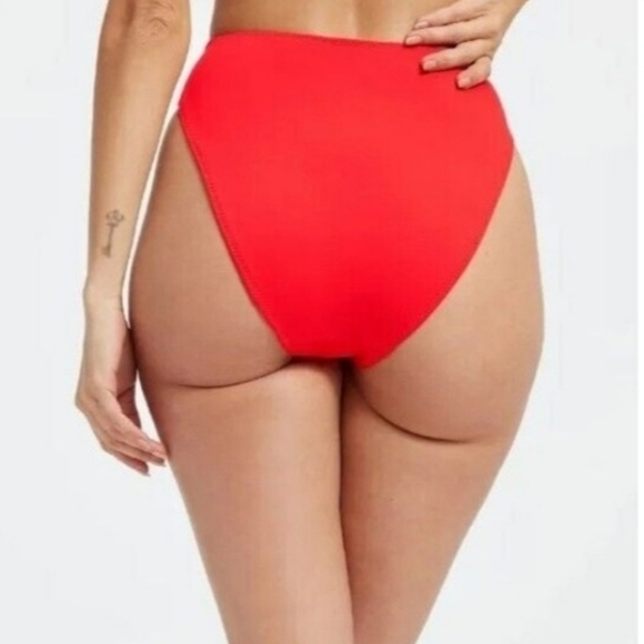 NWT Good American Matte Good waist chekky Bright Poppy Women Swim Bottom sz 2/M - Picture 2 of 12